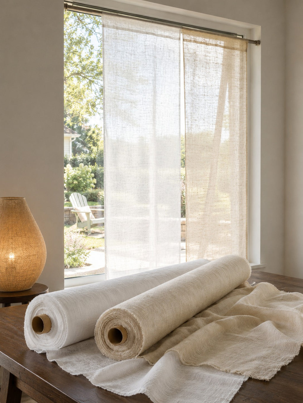 Light-Filtering Pure Linen Fabric with Natural Drape