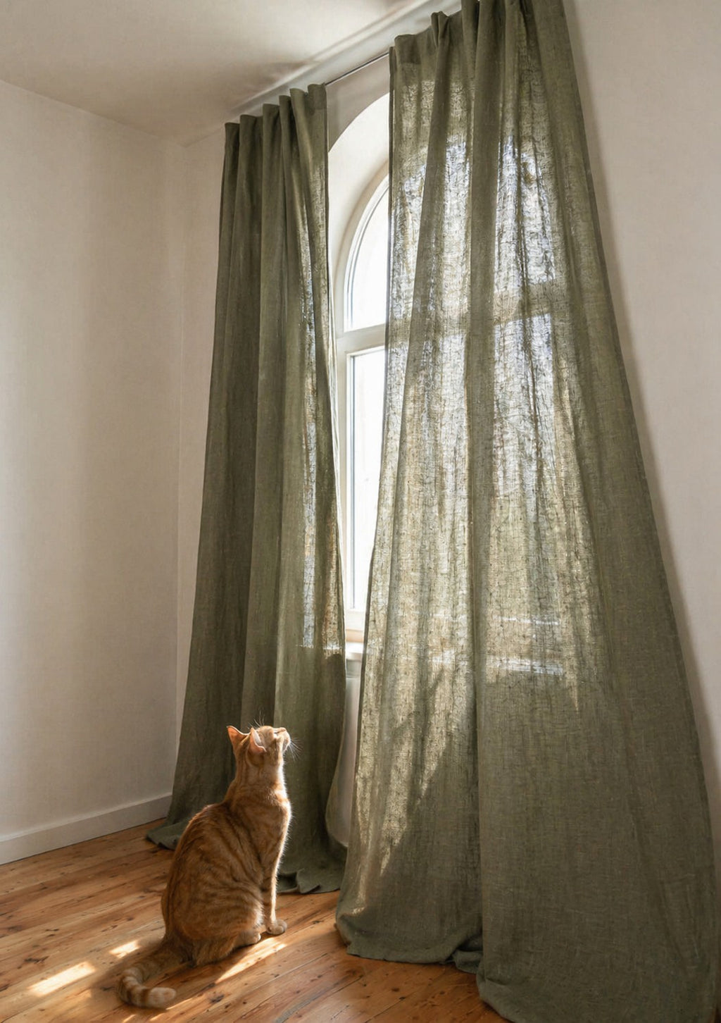 Light-Filtering Pure Linen Fabric with Natural Drape