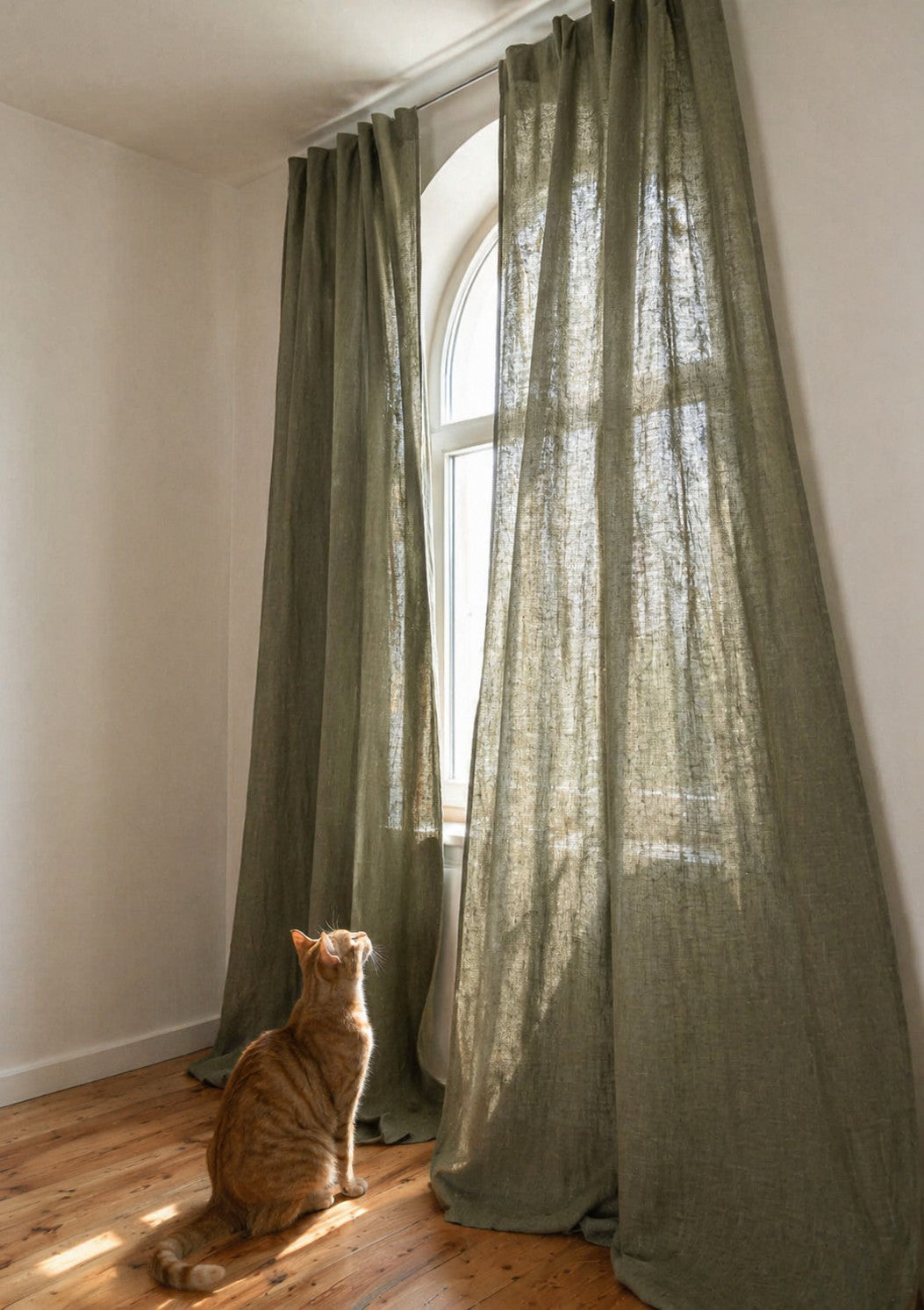 Light-Filtering Pure Linen Fabric with Natural Drape