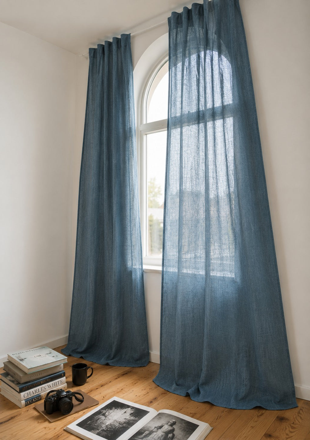 Light-Filtering Pure Linen Fabric with Natural Drape