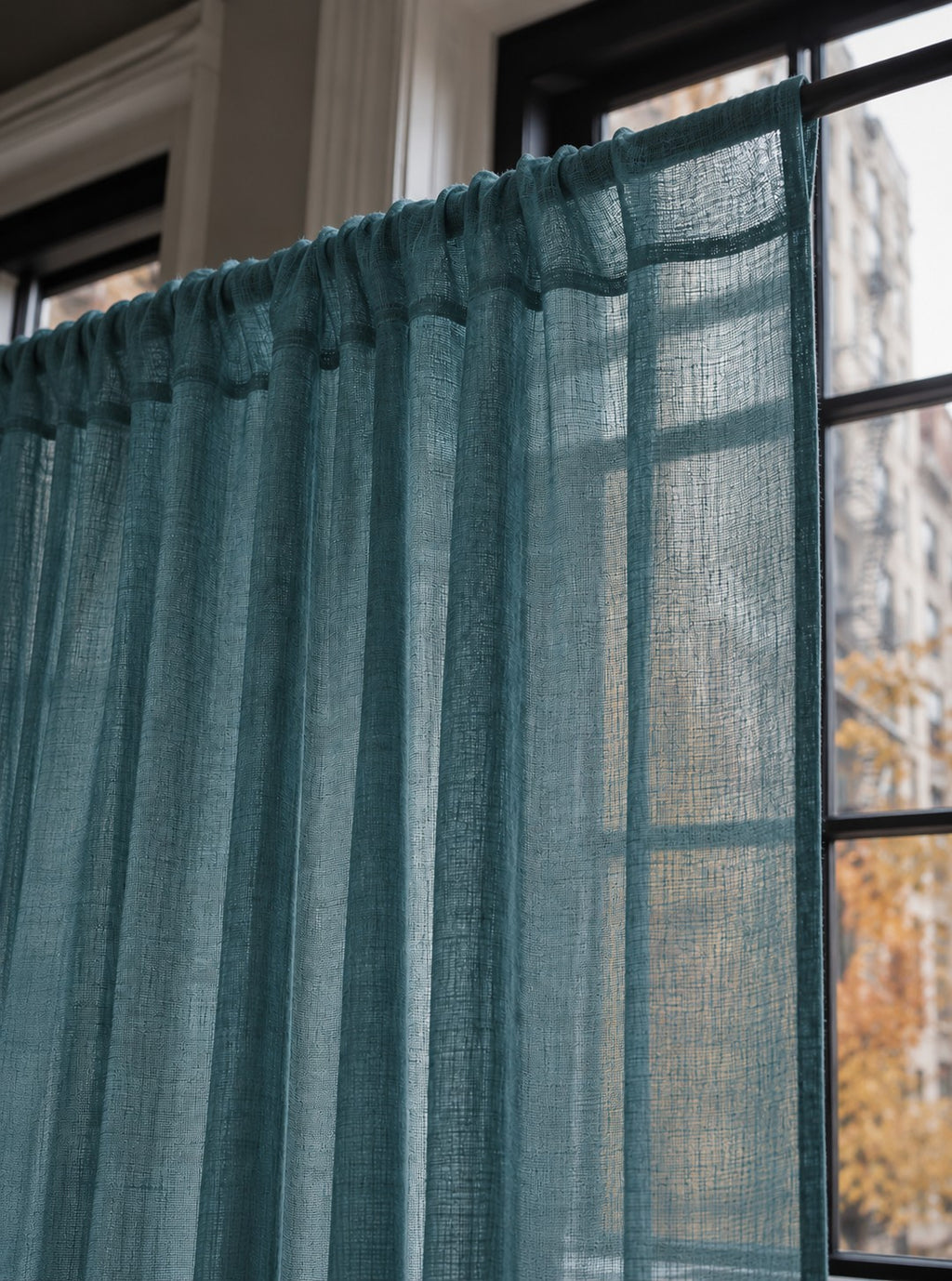 Light-Filtering Pure Linen Fabric with Natural Drape