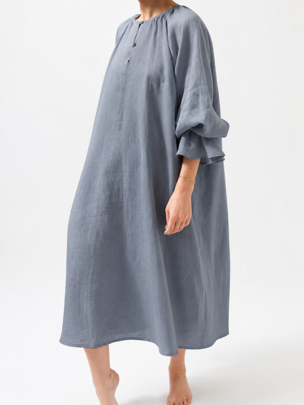 Dusty Denim Sand Washed Linen Fabric by the Yard