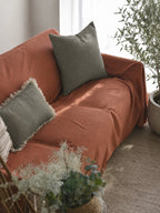 Terracotta Sunset 100% Pure Linen Fabric by the Yard & Swatch