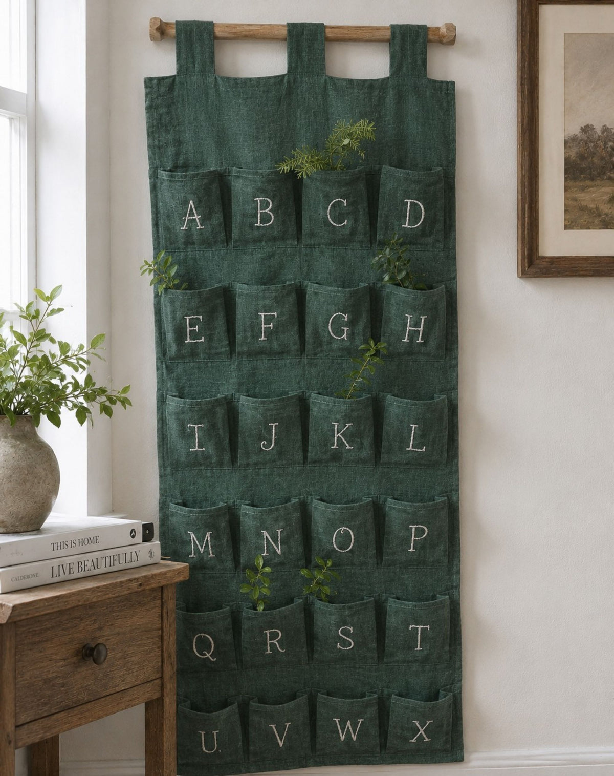 Deep Pine Sand Washed Linen Fabric by the Yard & Swatch