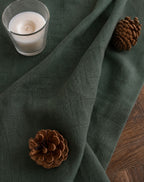 Deep Pine Sand Washed Linen Fabric by the Yard & Swatch