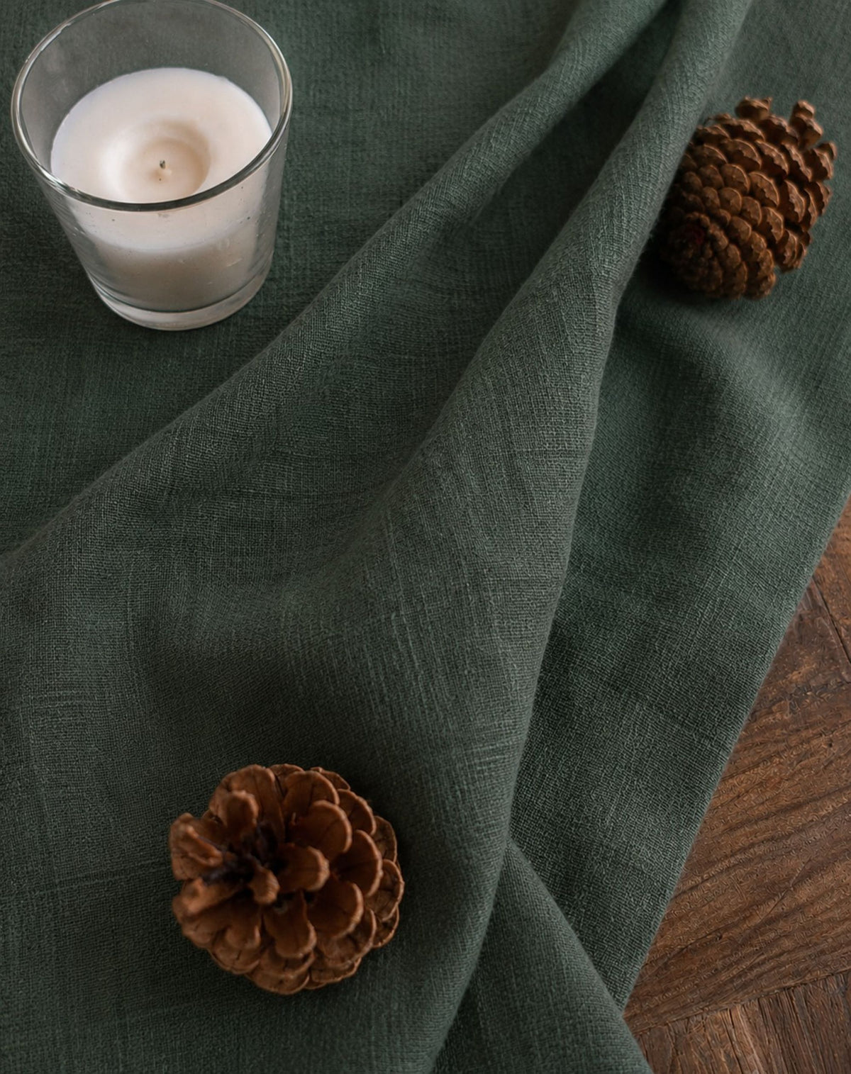 Deep Pine Sand Washed Linen Fabric by the Yard & Swatch