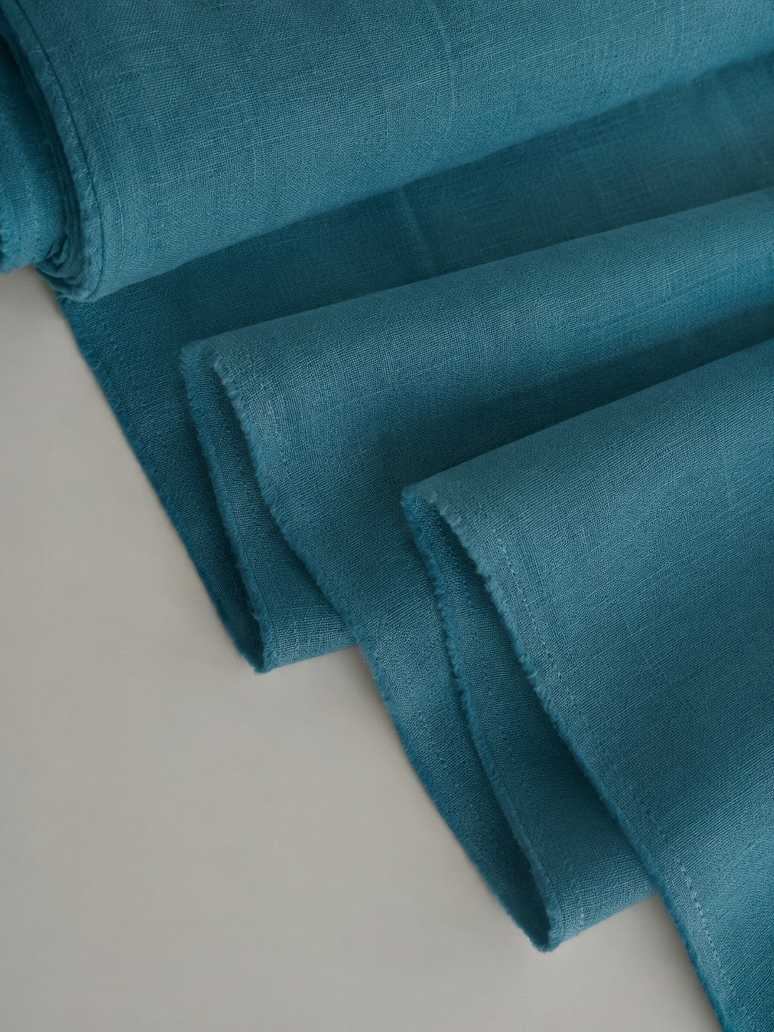 Deep Teal Sand Washed Linen Fabric by the Yard