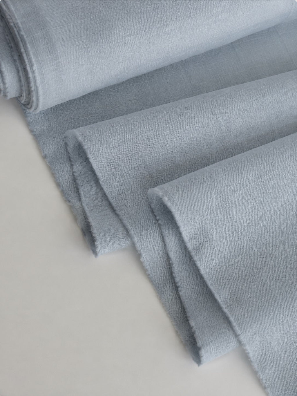 Dusty Denim Sand Washed Linen Fabric by the Yard
