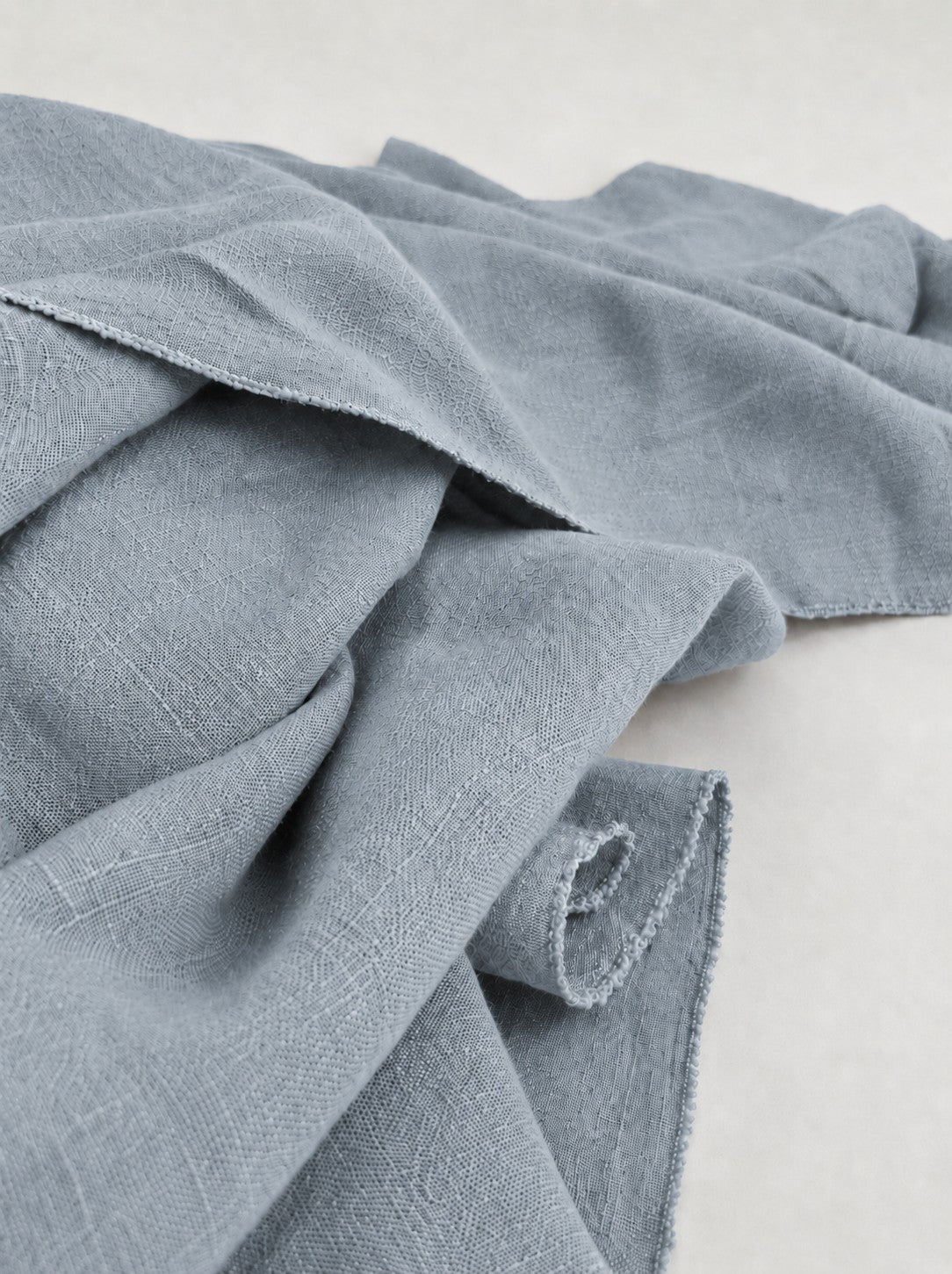 Dusty Denim Sand Washed Linen Fabric by the Yard
