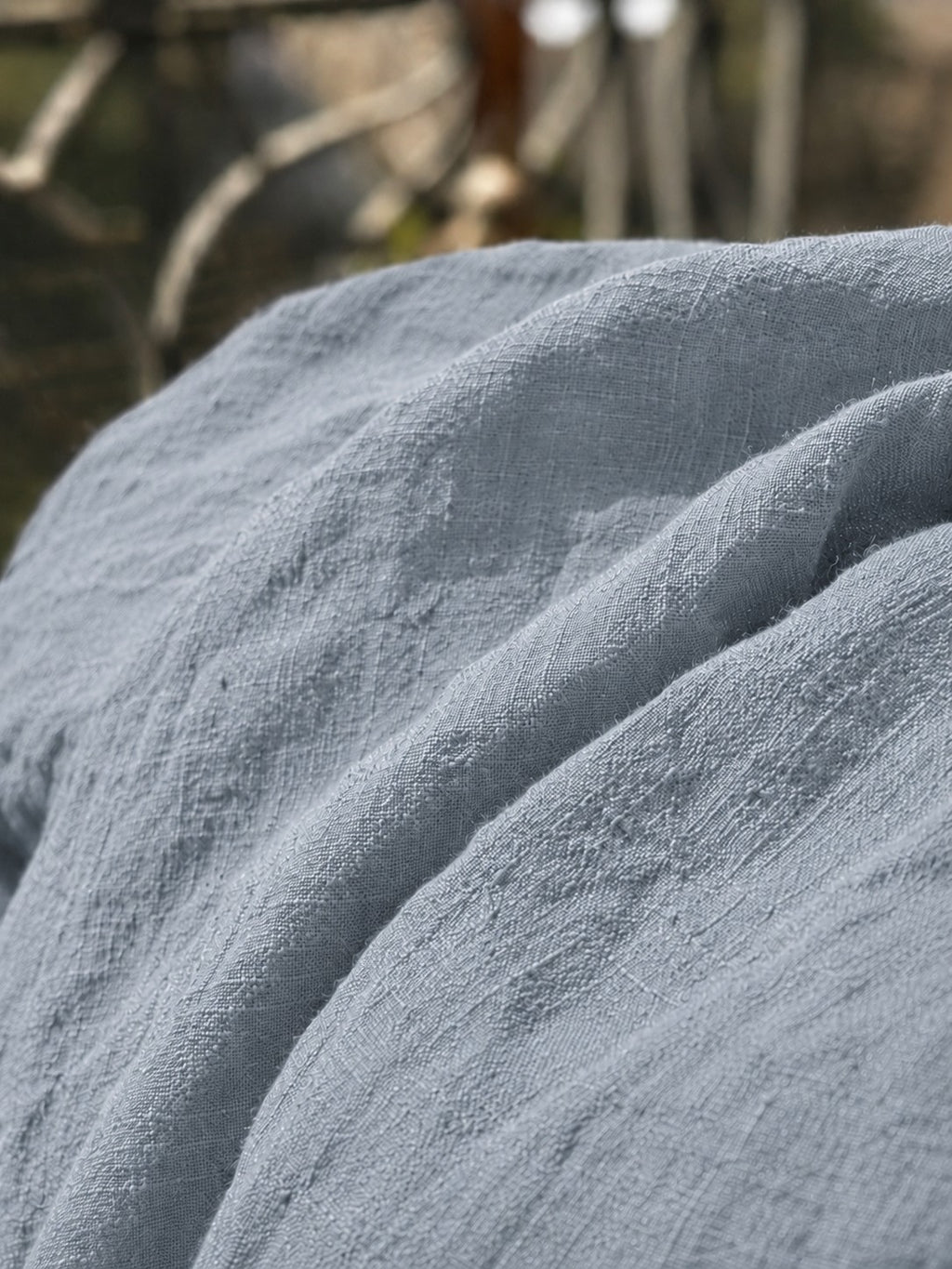 Dusty Denim Sand Washed Linen Fabric by the Yard