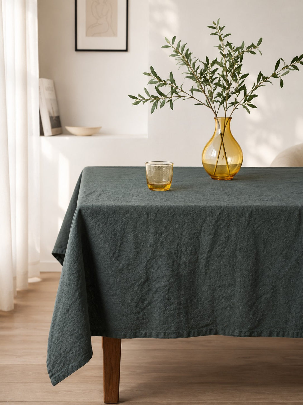 Deep Pine Sand Washed Linen Fabric by the Yard & Swatch