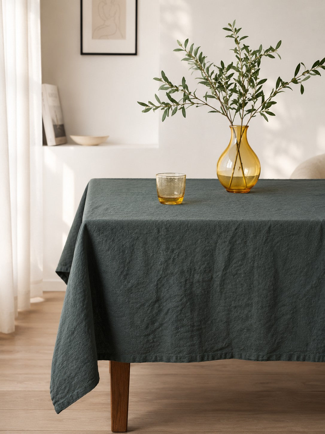 Deep Pine Sand Washed Linen Fabric by the Yard & Swatch
