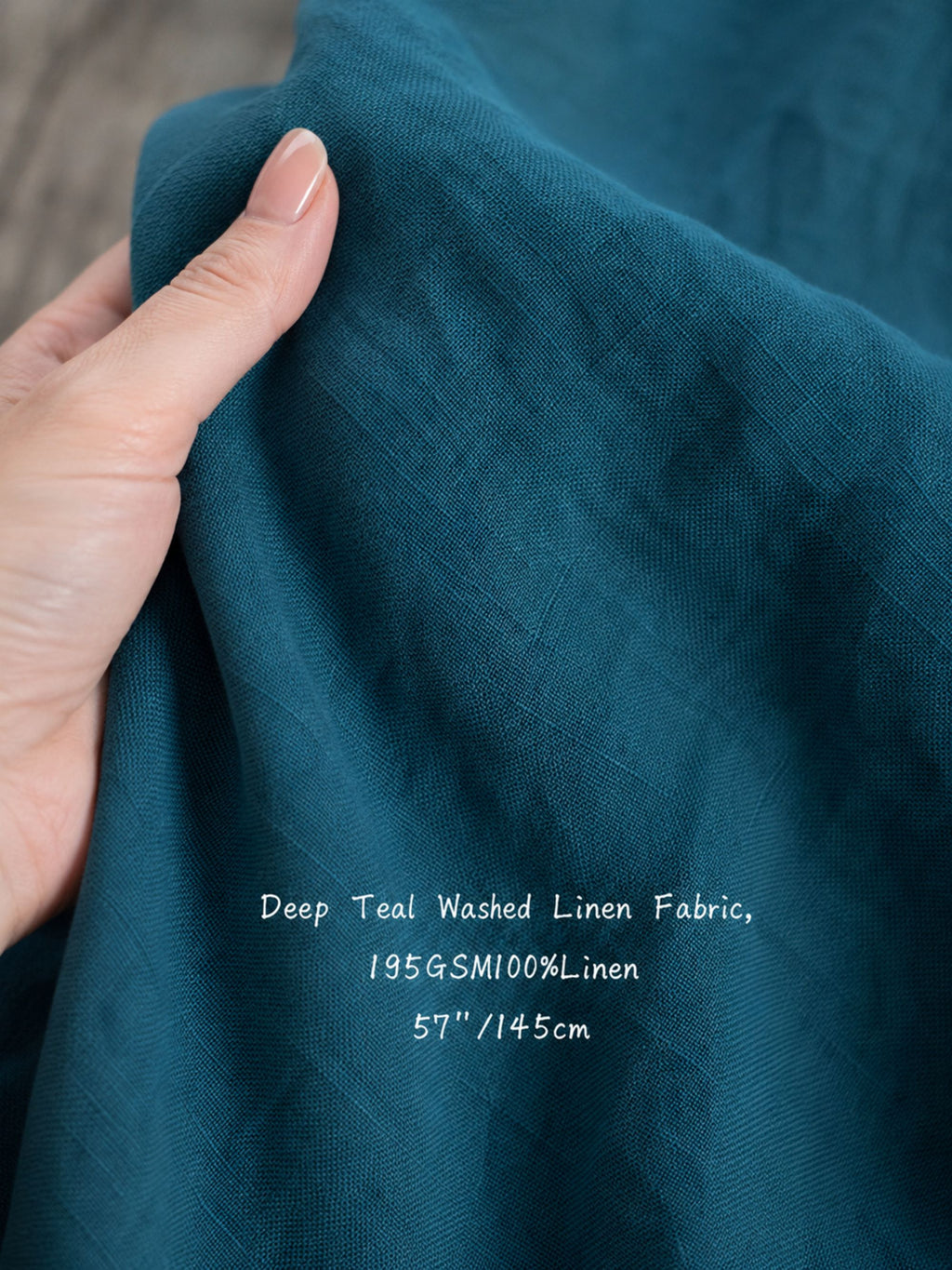 Deep Teal Sand Washed Linen Fabric by the Yard & Swatch
