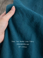 Deep Teal Sand Washed Linen Fabric by the Yard & Swatch