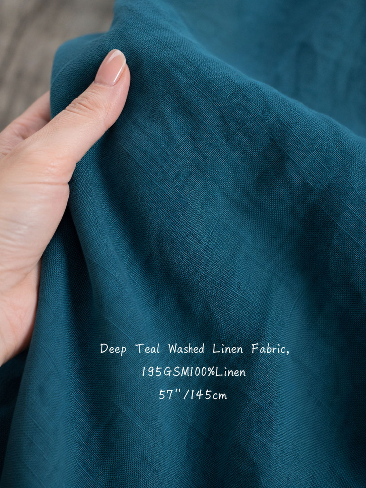 Deep Teal Sand Washed Linen Fabric by the Yard & Swatch
