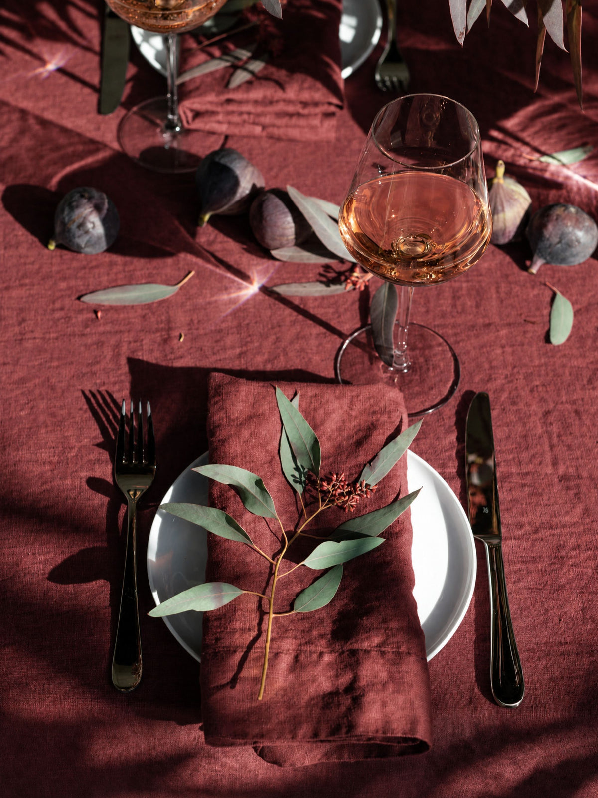 Deep Wine Sand Washed Linen Fabric by the Yard & Swatch