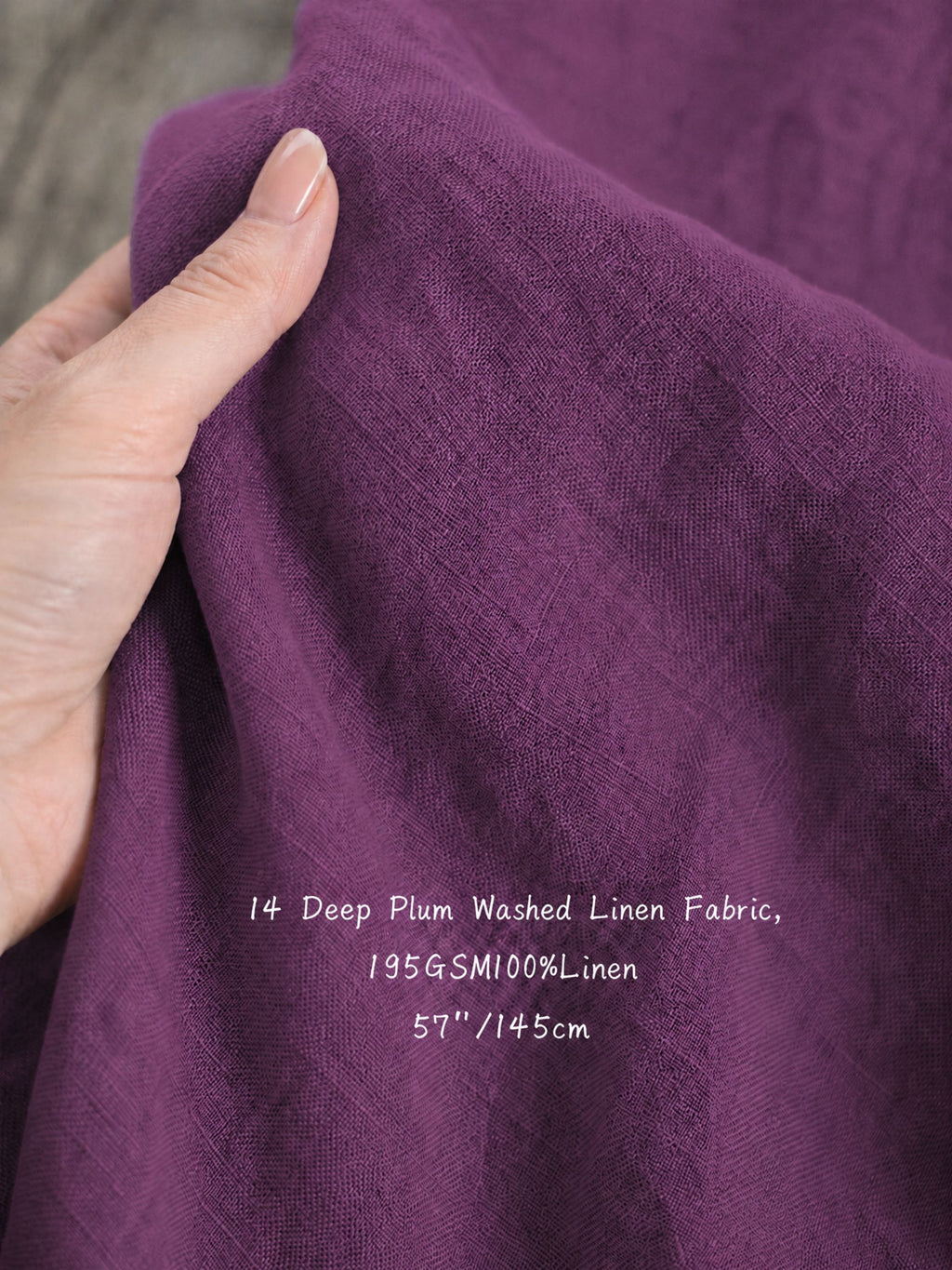 Deep Plum Sand Washed Linen Fabric by the Yard & Swatch