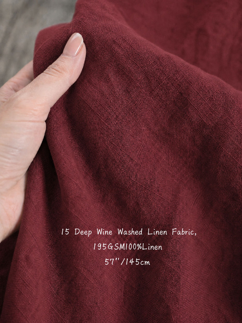 Deep Wine Sand Washed Linen Fabric by the Yard & Swatch
