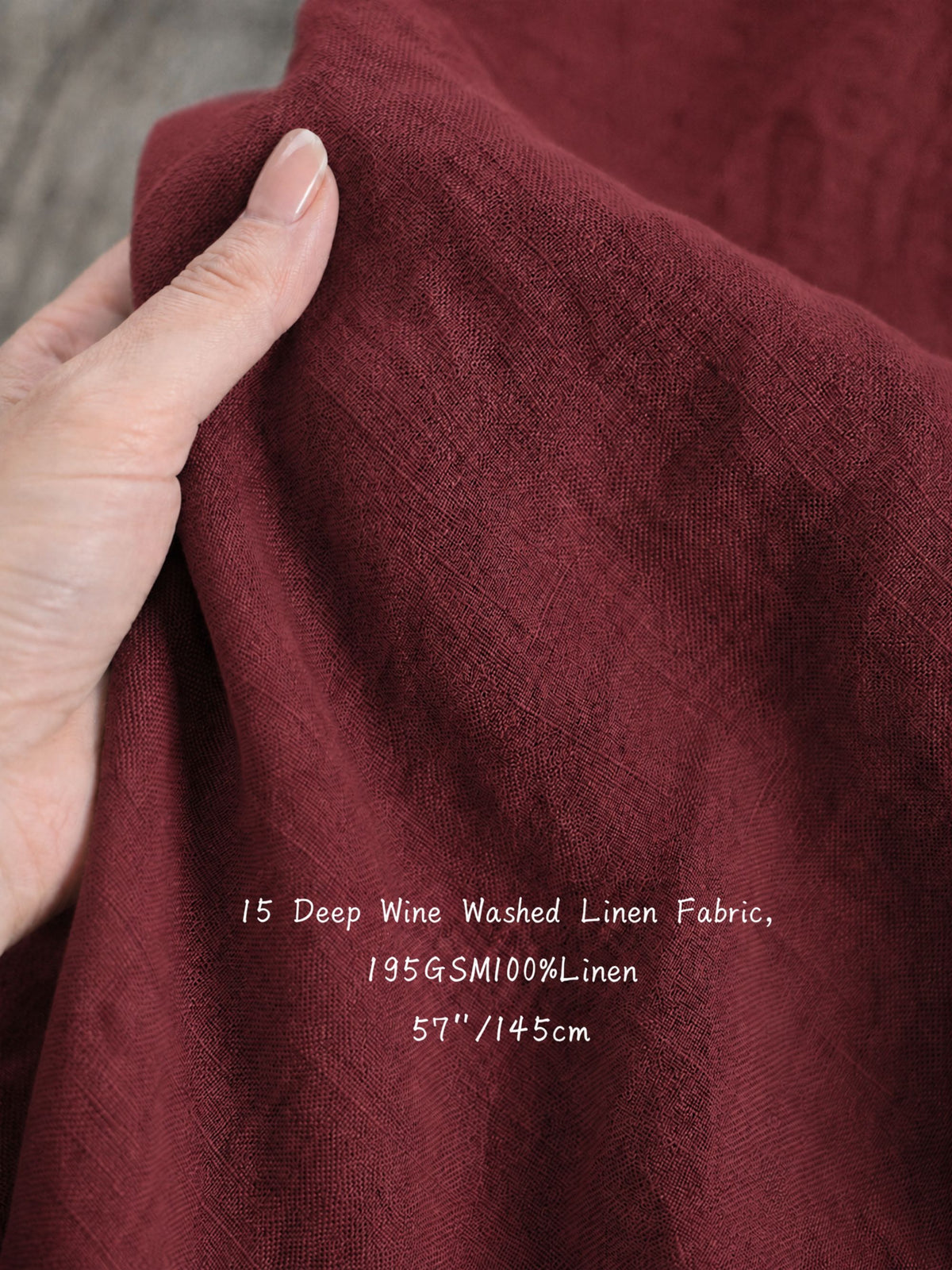 Deep Wine Sand Washed Linen Fabric by the Yard & Swatch