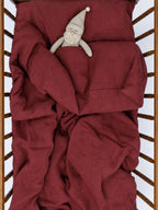 Deep Wine Sand Washed Linen Fabric by the Yard & Swatch