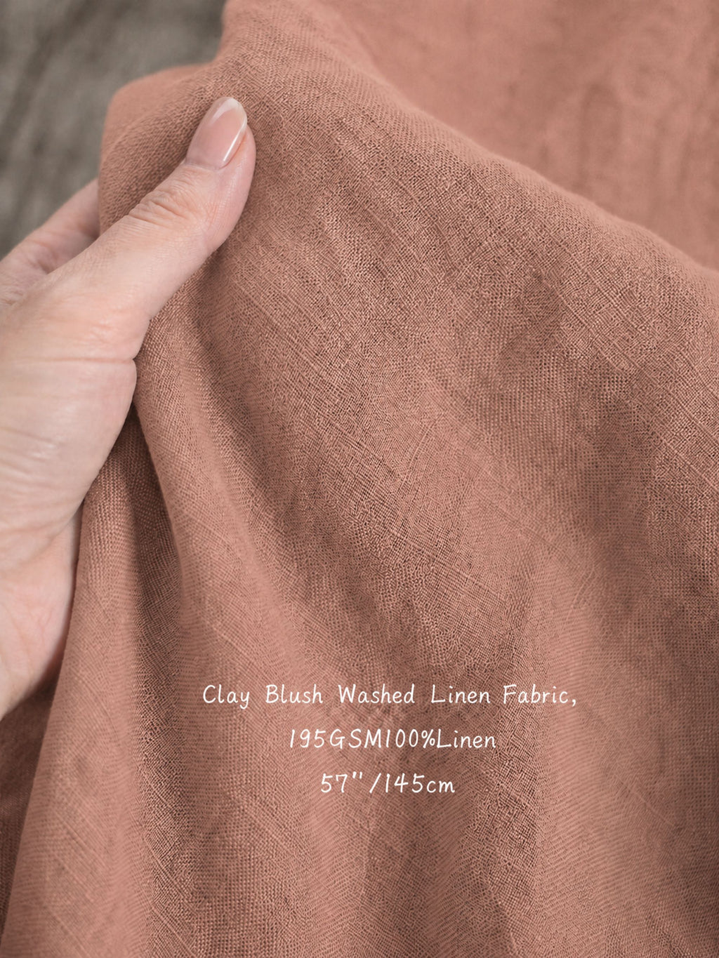 Clay Blush Sand Washed Linen Fabric by the Yard & Swatch
