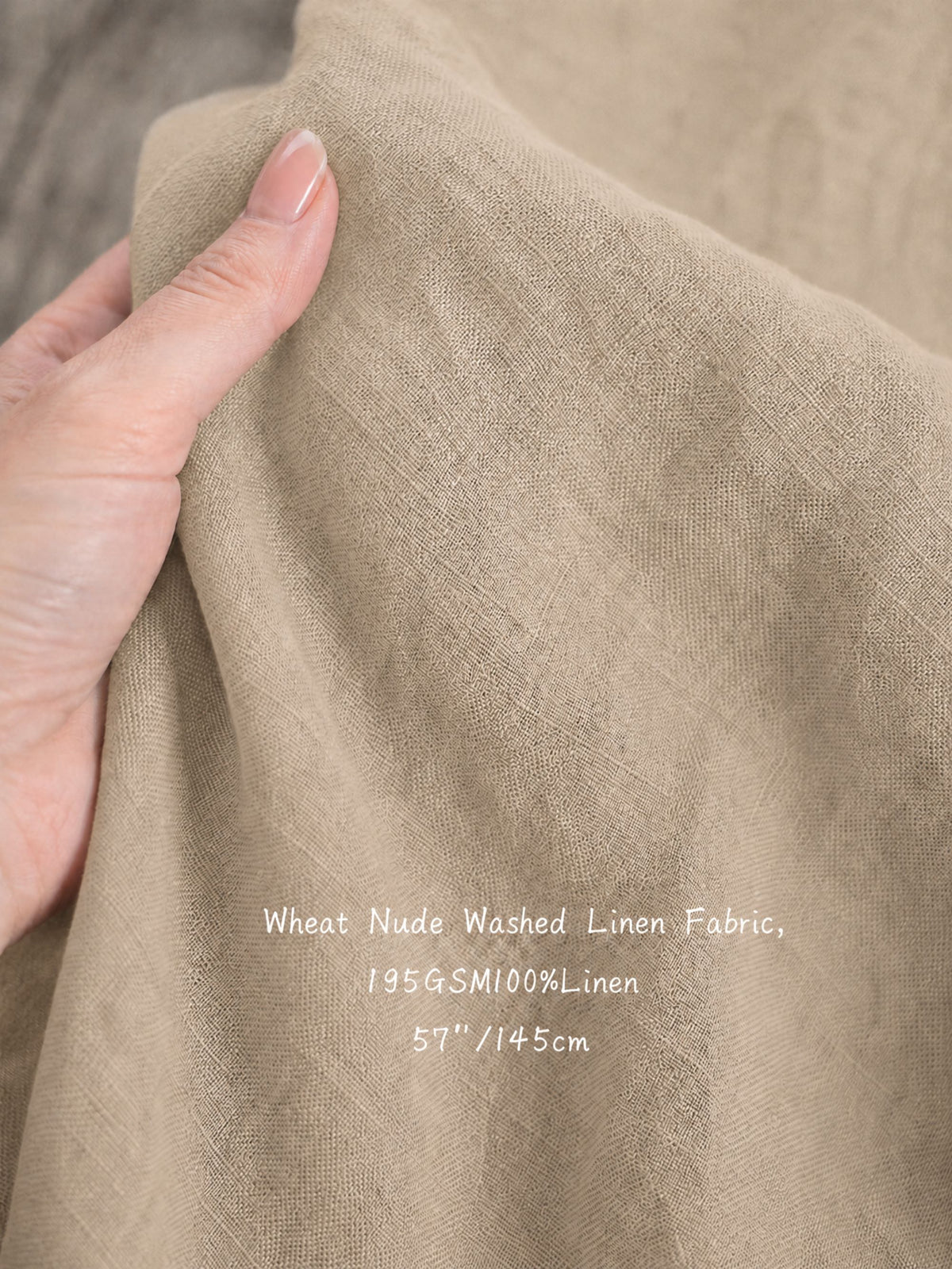 Wheat Beige Sand Washed Linen Fabric by the Yard & Swatch