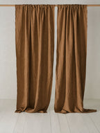 Cocoa Brown Sand Washed Linen Fabric by the Yard & Swatch