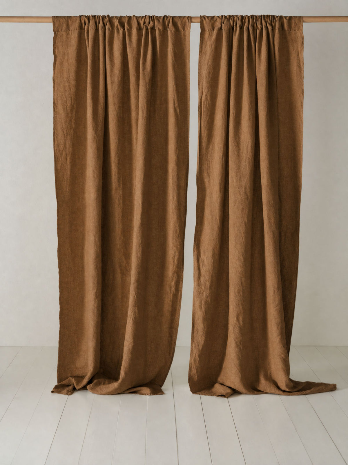 Cocoa Brown Sand Washed Linen Fabric by the Yard & Swatch