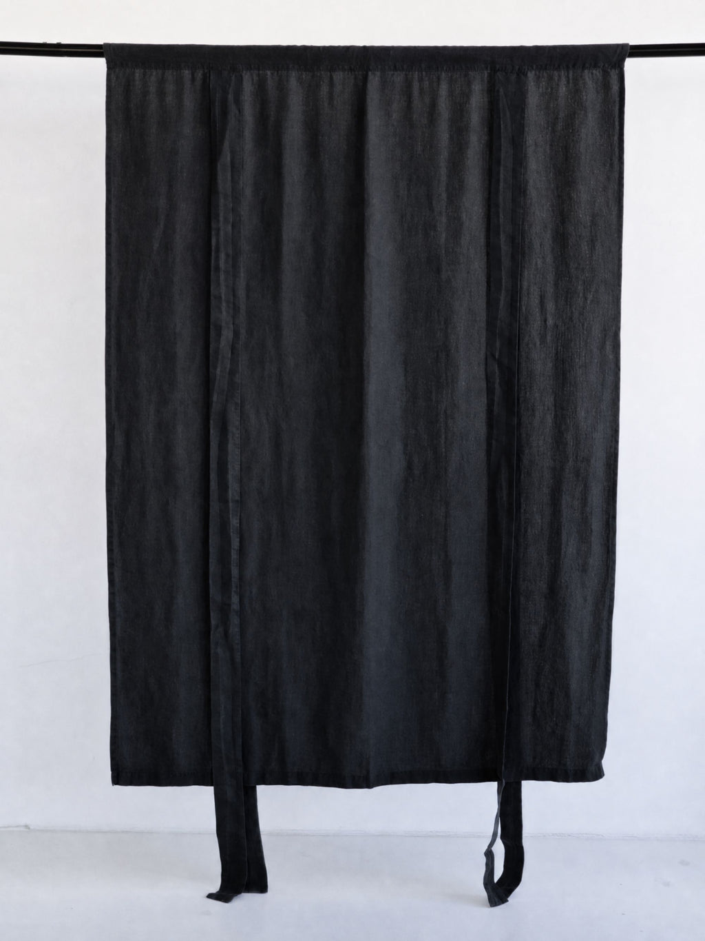 Midnight Black Sand Washed Linen Fabric by the Yard & Swatch
