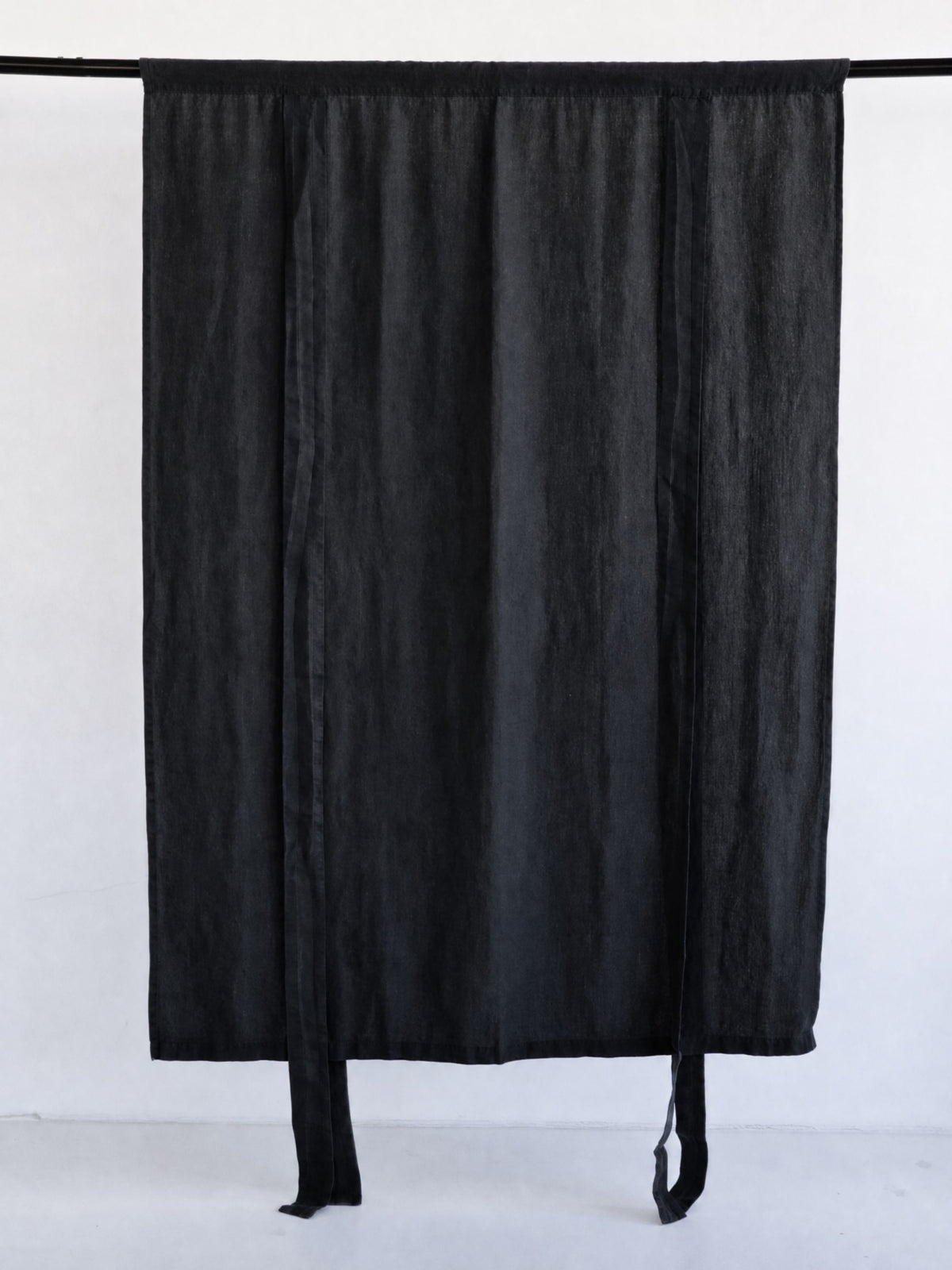 Midnight Black Sand Washed Linen Fabric by the Yard & Swatch
