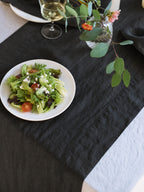 Midnight Black Sand Washed Linen Fabric by the Yard & Swatch