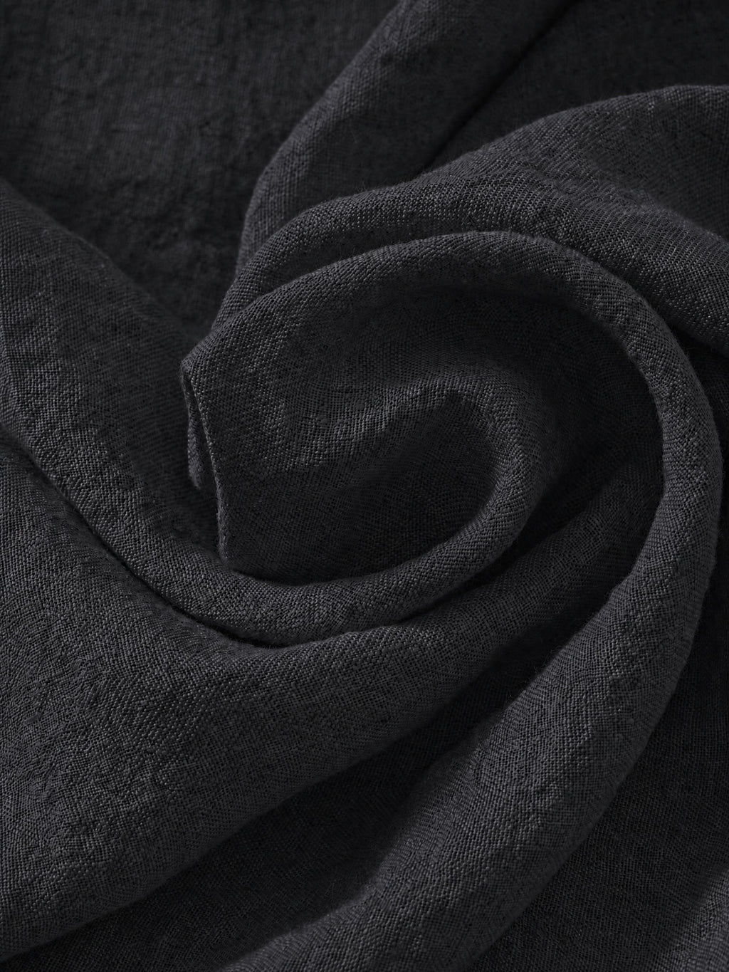Midnight Black Sand Washed Linen Fabric by the Yard & Swatch