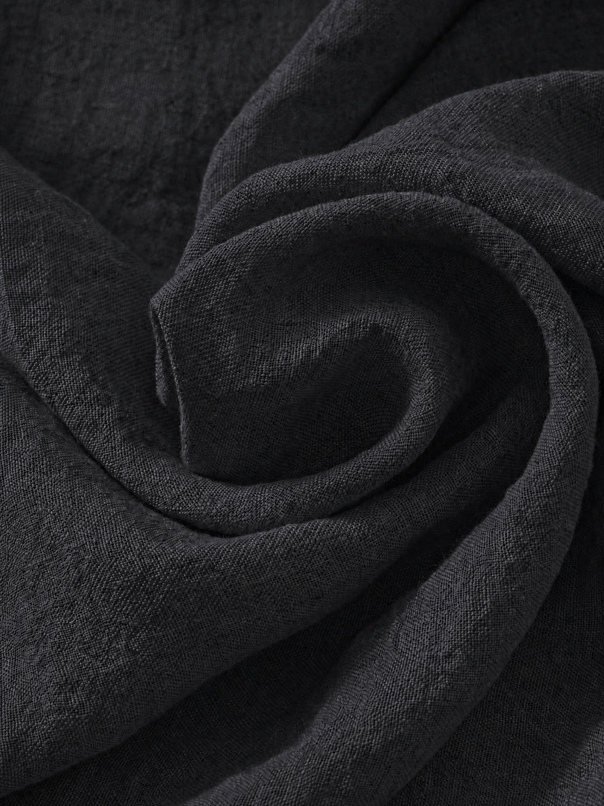 Midnight Black Sand Washed Linen Fabric by the Yard & Swatch