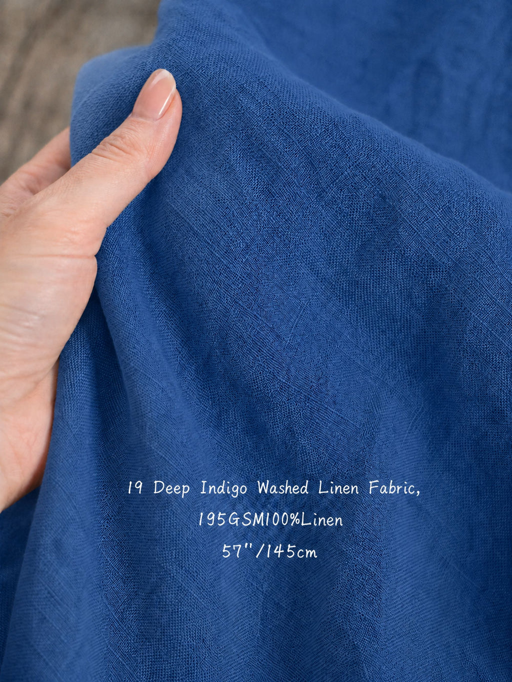 Deep Indigo Sand Washed Linen Fabric by the Yard & Swatch
