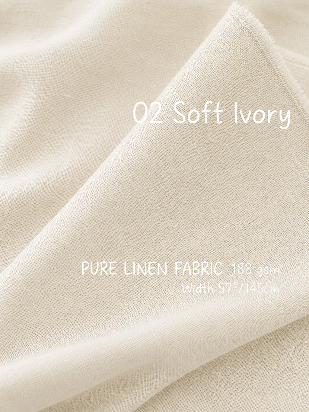 100% Pure Linen Fabric by the Yard – Medium Weight 188gsm, 57" Wide