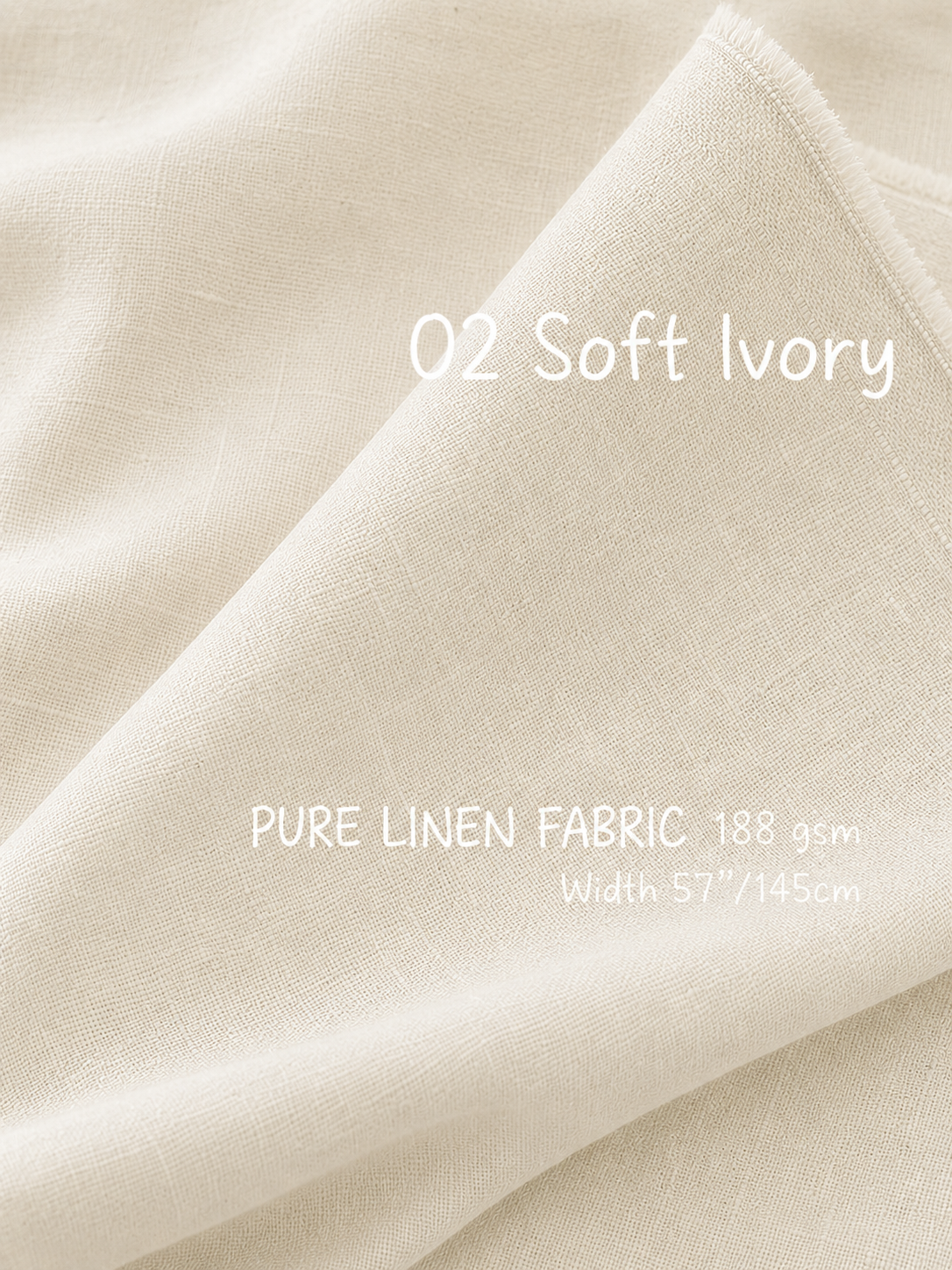 100% Pure Linen Fabric by the Yard – Medium Weight 188gsm, 57" Wide