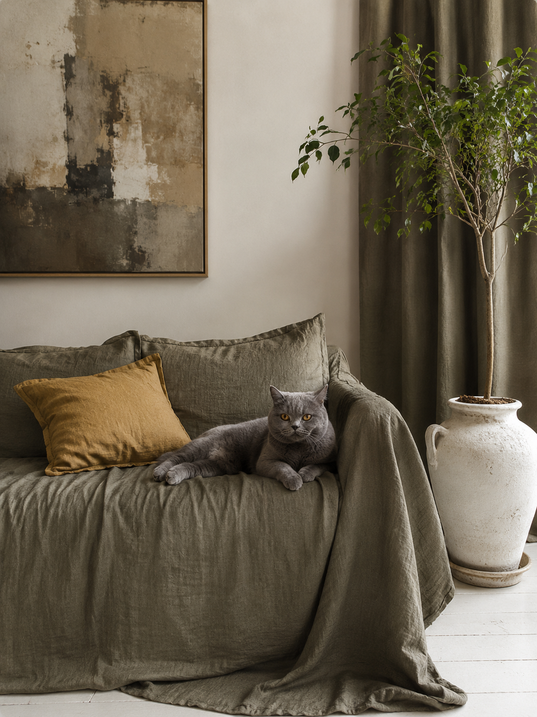 Pure Linen Fabric for Sewing – 188gsm Medium Weight, 57" Wide