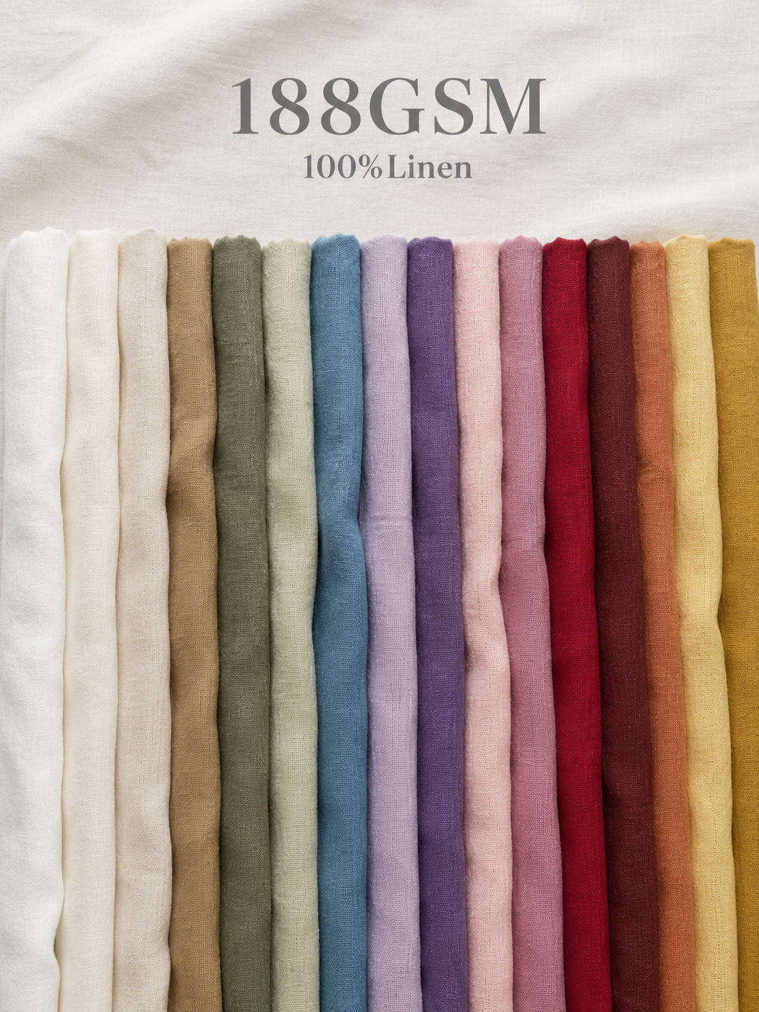 Pure Linen Fabric for Home Decor – 188gsm Medium Weight, 57" Wide