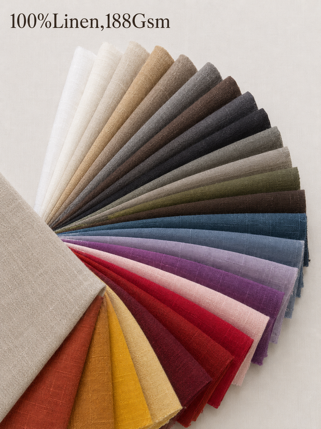 Pure Linen Fabric for Quilting & Patchwork – 188gsm, 30 Colors