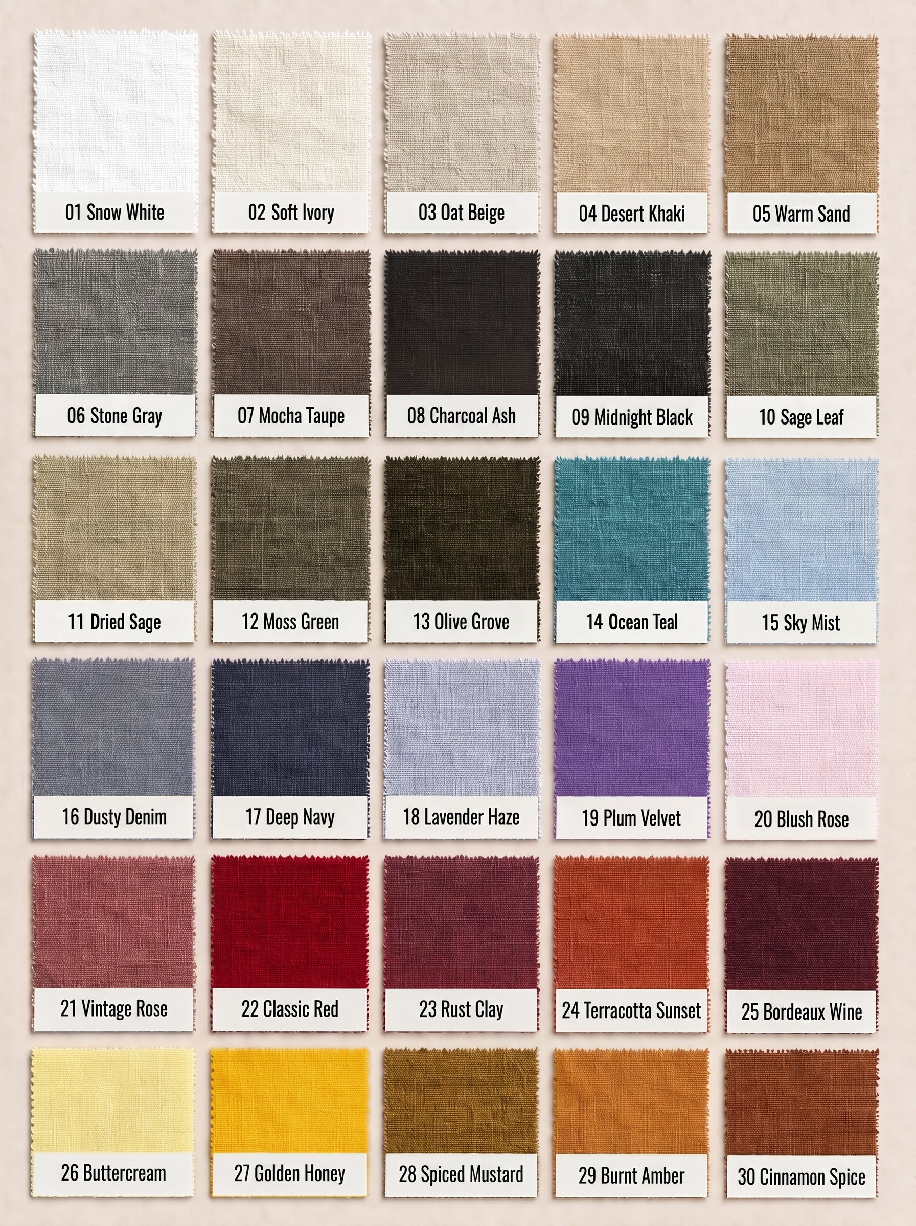 100% Pure Linen Fabric by the Yard – Medium Weight 188gsm, 57" Wide