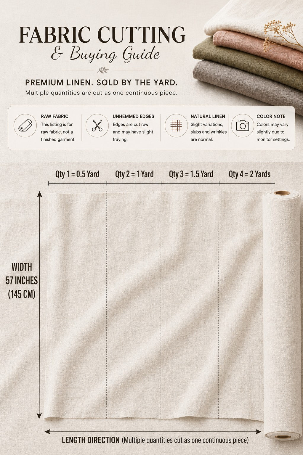 Pure Linen Fabric for Shirts & Blouses – 188gsm Medium Weight