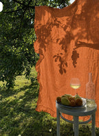 Terracotta Sunset 100% Pure Linen Fabric by the Yard & Swatch